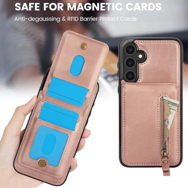 For Samsung Galaxy S25 5G Zipper Wallet Split MagSafe Leather Back Phone Case