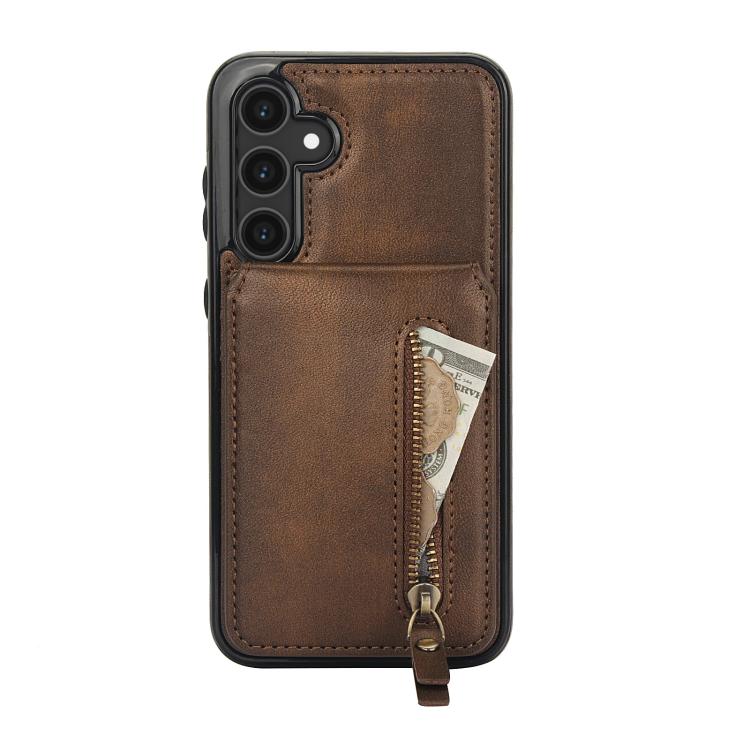 For Samsung Galaxy S25 5G Zipper Wallet Split MagSafe Leather Back Phone Case