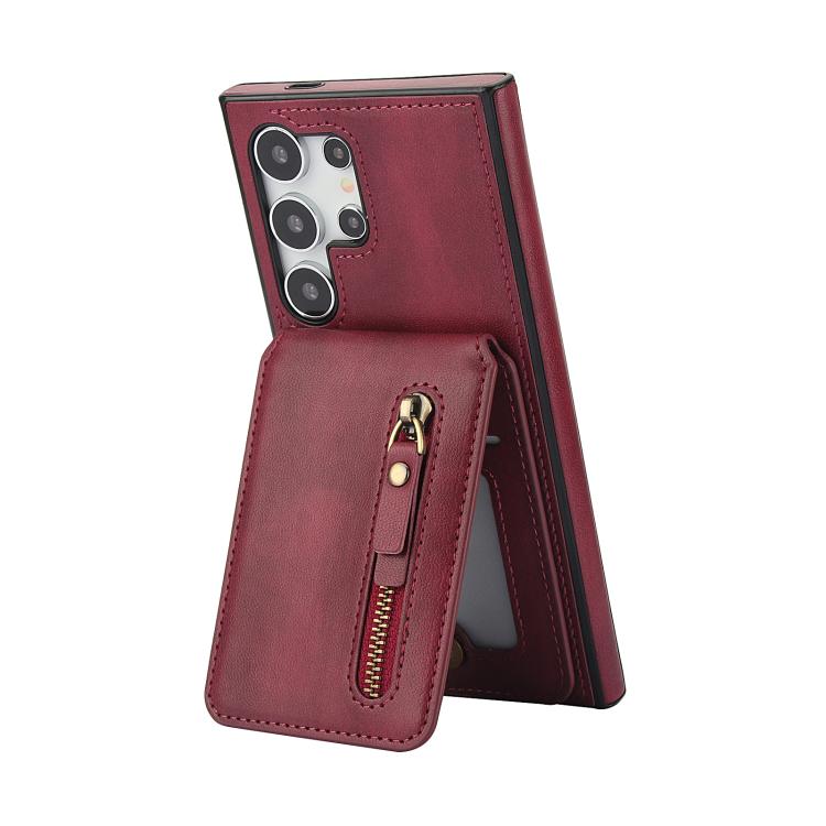 For Samsung Galaxy S25 Ultra 5G Zipper Wallet Split MagSafe Leather Back Phone Case