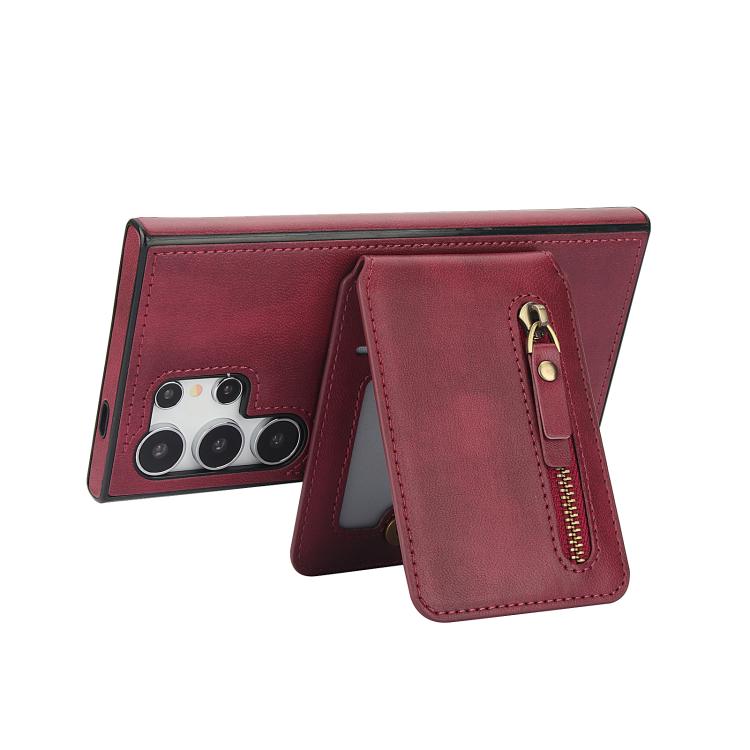 For Samsung Galaxy S25 Ultra 5G Zipper Wallet Split MagSafe Leather Back Phone Case