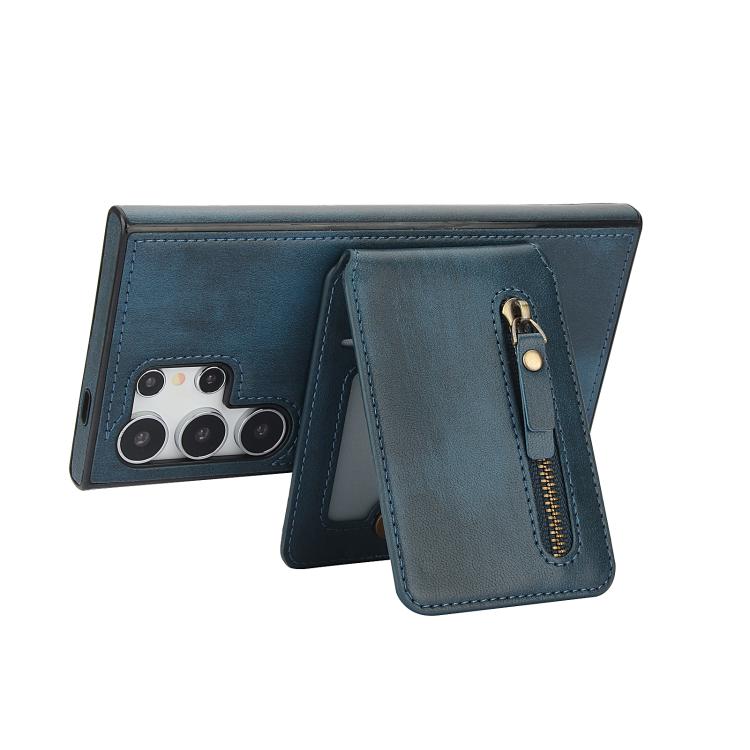 For Samsung Galaxy S25 Ultra 5G Zipper Wallet Split MagSafe Leather Back Phone Case