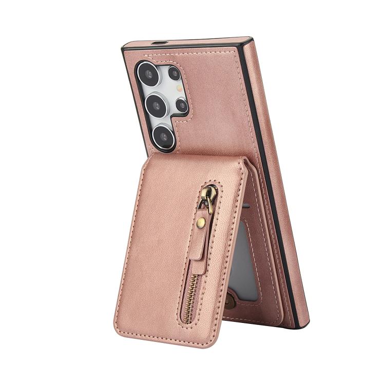 For Samsung Galaxy S25 Ultra 5G Zipper Wallet Split MagSafe Leather Back Phone Case
