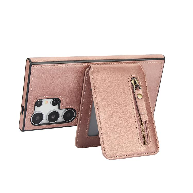 For Samsung Galaxy S25 Ultra 5G Zipper Wallet Split MagSafe Leather Back Phone Case