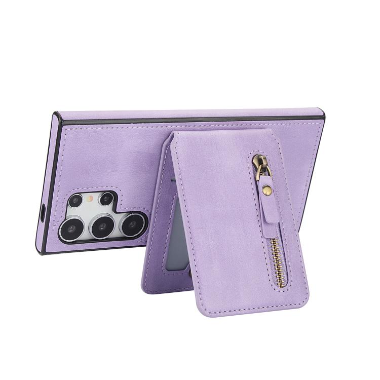 For Samsung Galaxy S25 Ultra 5G Zipper Wallet Split MagSafe Leather Back Phone Case