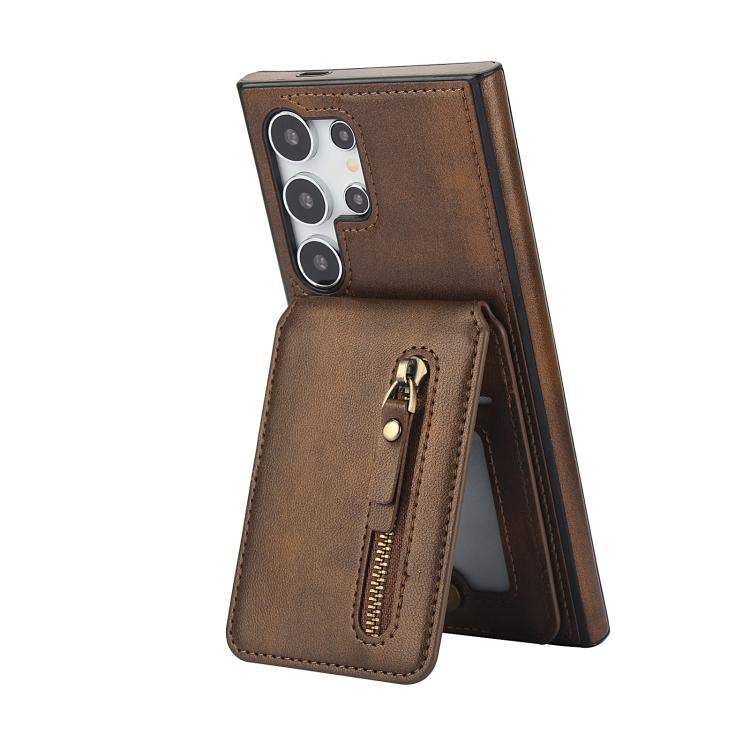 For Samsung Galaxy S25 Ultra 5G Zipper Wallet Split MagSafe Leather Back Phone Case