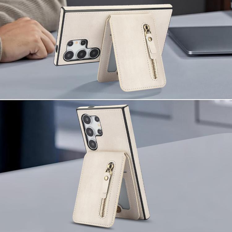 For Samsung Galaxy S24 Ultra 5G Zipper Wallet Split MagSafe Leather Back Phone Case