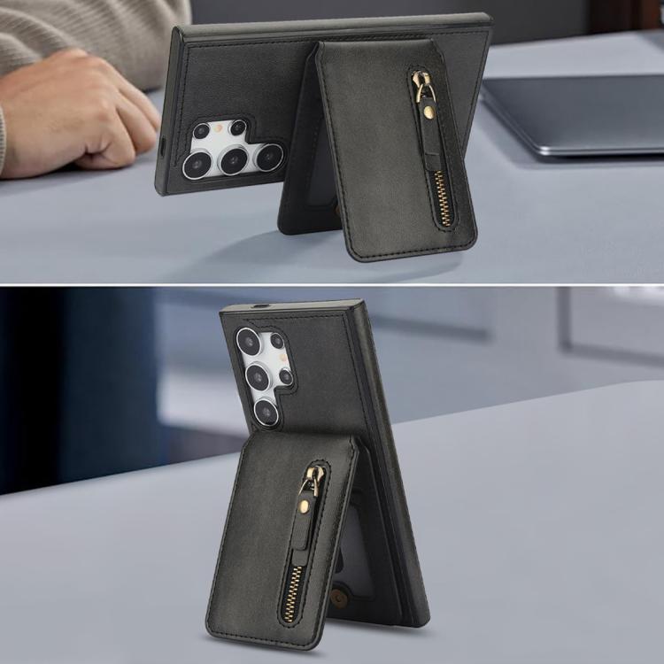 For Samsung Galaxy S24 Ultra 5G Zipper Wallet Split MagSafe Leather Back Phone Case