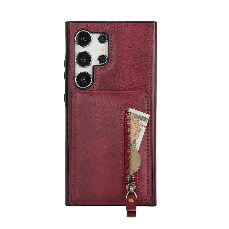 For Samsung Galaxy S24 Ultra 5G Zipper Wallet Split MagSafe Leather Back Phone Case