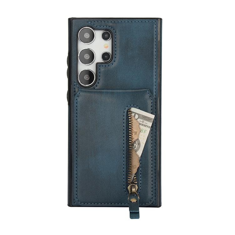For Samsung Galaxy S24 Ultra 5G Zipper Wallet Split MagSafe Leather Back Phone Case