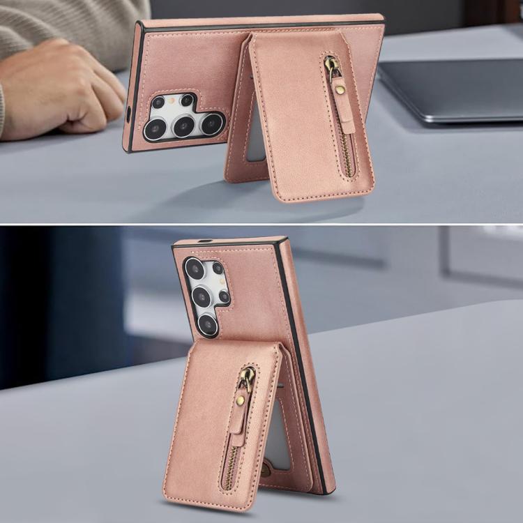 For Samsung Galaxy S24 Ultra 5G Zipper Wallet Split MagSafe Leather Back Phone Case