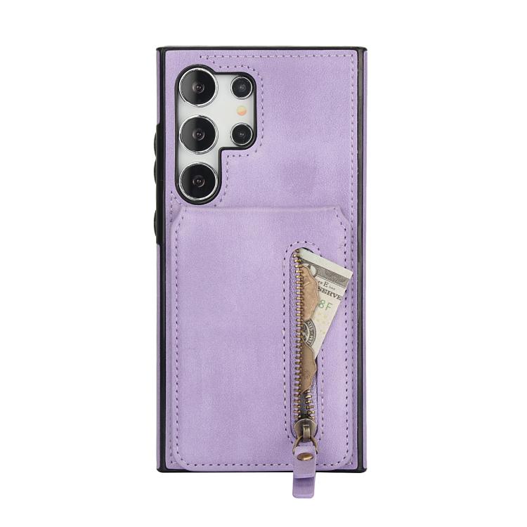 For Samsung Galaxy S24 Ultra 5G Zipper Wallet Split MagSafe Leather Back Phone Case