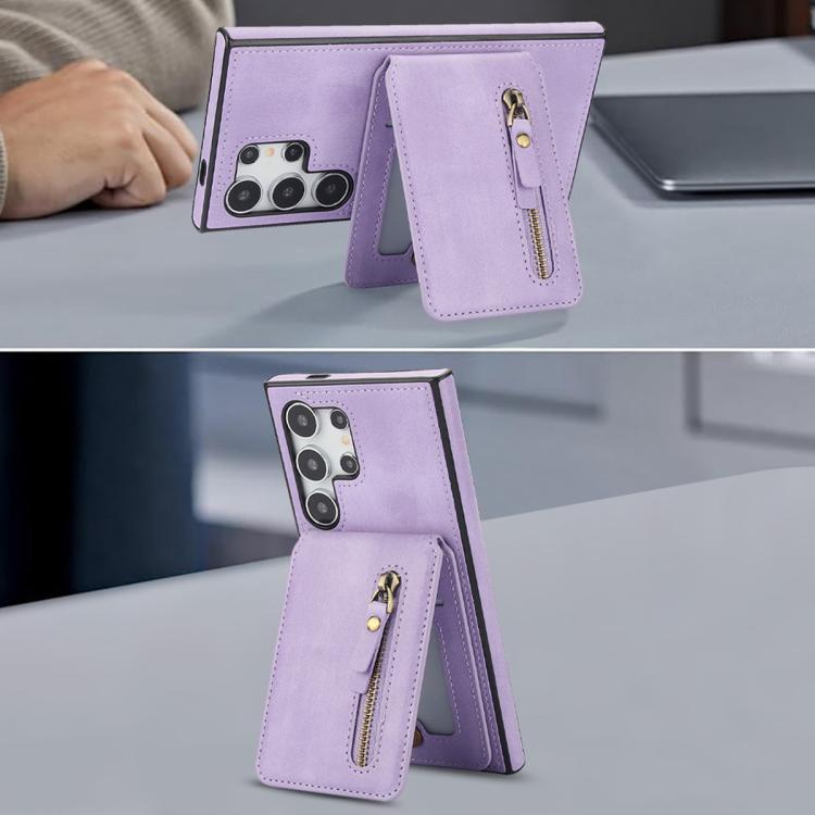 For Samsung Galaxy S24 Ultra 5G Zipper Wallet Split MagSafe Leather Back Phone Case