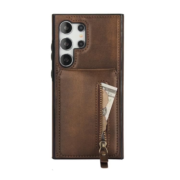 For Samsung Galaxy S24 Ultra 5G Zipper Wallet Split MagSafe Leather Back Phone Case