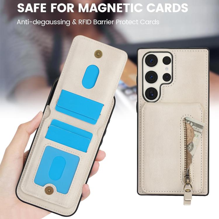 For Samsung Galaxy S23 Ultra 5G Zipper Wallet Split MagSafe Leather Back Phone Case