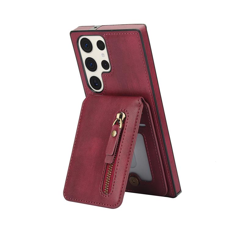 For Samsung Galaxy S23 Ultra 5G Zipper Wallet Split MagSafe Leather Back Phone Case
