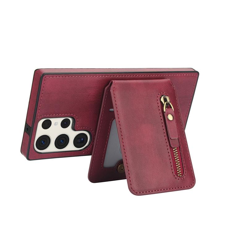 For Samsung Galaxy S23 Ultra 5G Zipper Wallet Split MagSafe Leather Back Phone Case