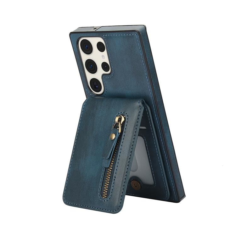 For Samsung Galaxy S23 Ultra 5G Zipper Wallet Split MagSafe Leather Back Phone Case