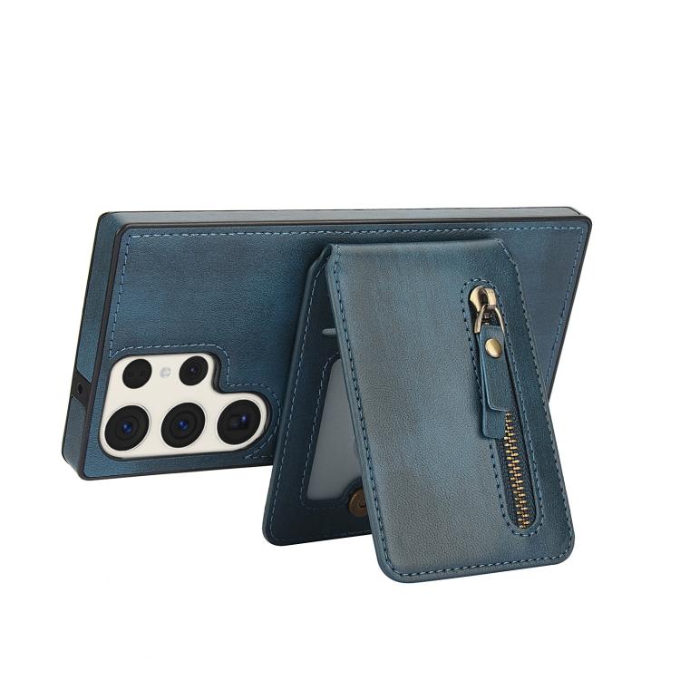 For Samsung Galaxy S23 Ultra 5G Zipper Wallet Split MagSafe Leather Back Phone Case