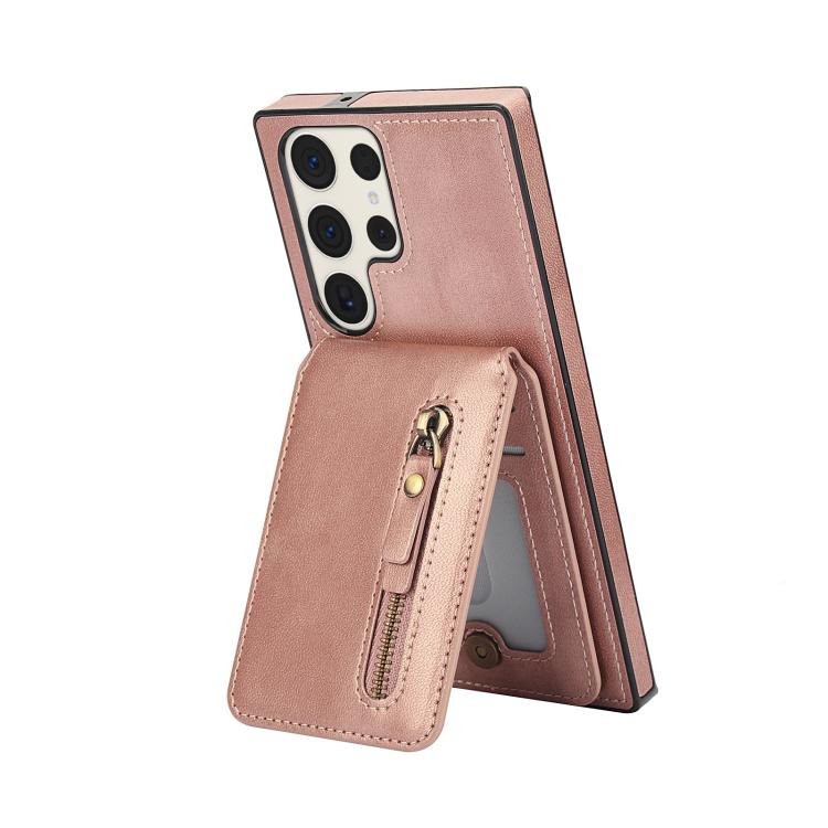 For Samsung Galaxy S23 Ultra 5G Zipper Wallet Split MagSafe Leather Back Phone Case