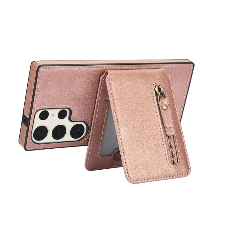 For Samsung Galaxy S23 Ultra 5G Zipper Wallet Split MagSafe Leather Back Phone Case