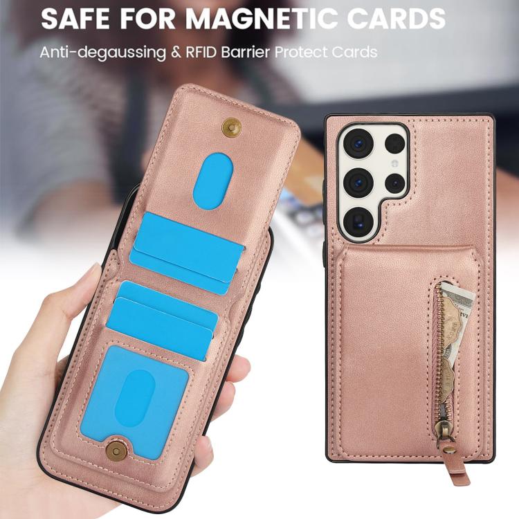 For Samsung Galaxy S23 Ultra 5G Zipper Wallet Split MagSafe Leather Back Phone Case