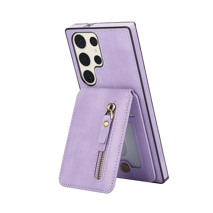 For Samsung Galaxy S23 Ultra 5G Zipper Wallet Split MagSafe Leather Back Phone Case
