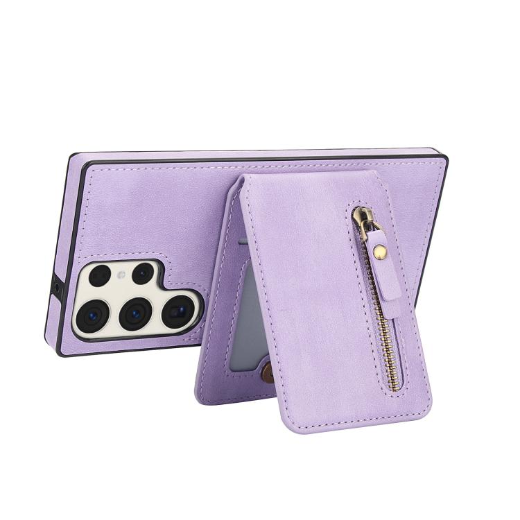 For Samsung Galaxy S23 Ultra 5G Zipper Wallet Split MagSafe Leather Back Phone Case