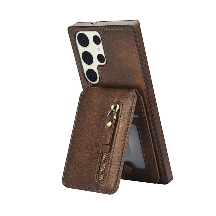 For Samsung Galaxy S23 Ultra 5G Zipper Wallet Split MagSafe Leather Back Phone Case