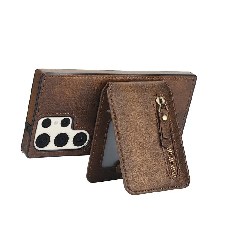 For Samsung Galaxy S23 Ultra 5G Zipper Wallet Split MagSafe Leather Back Phone Case
