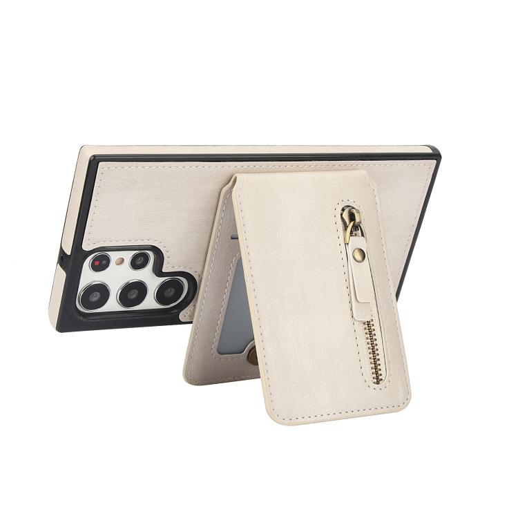 For Samsung Galaxy S22 Ultra 5G Zipper Wallet Split MagSafe Leather Back Phone Case