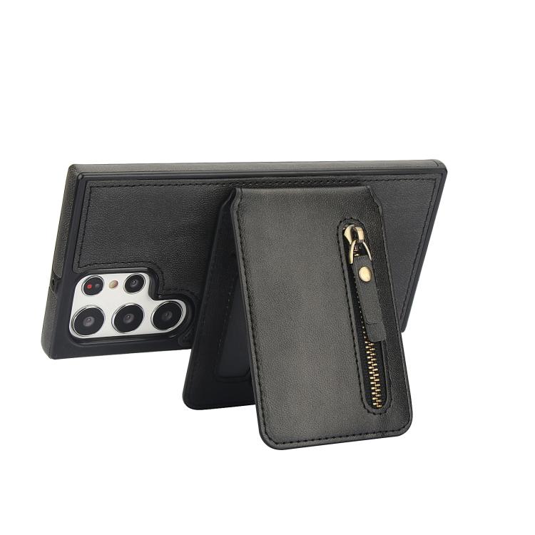 For Samsung Galaxy S22 Ultra 5G Zipper Wallet Split MagSafe Leather Back Phone Case
