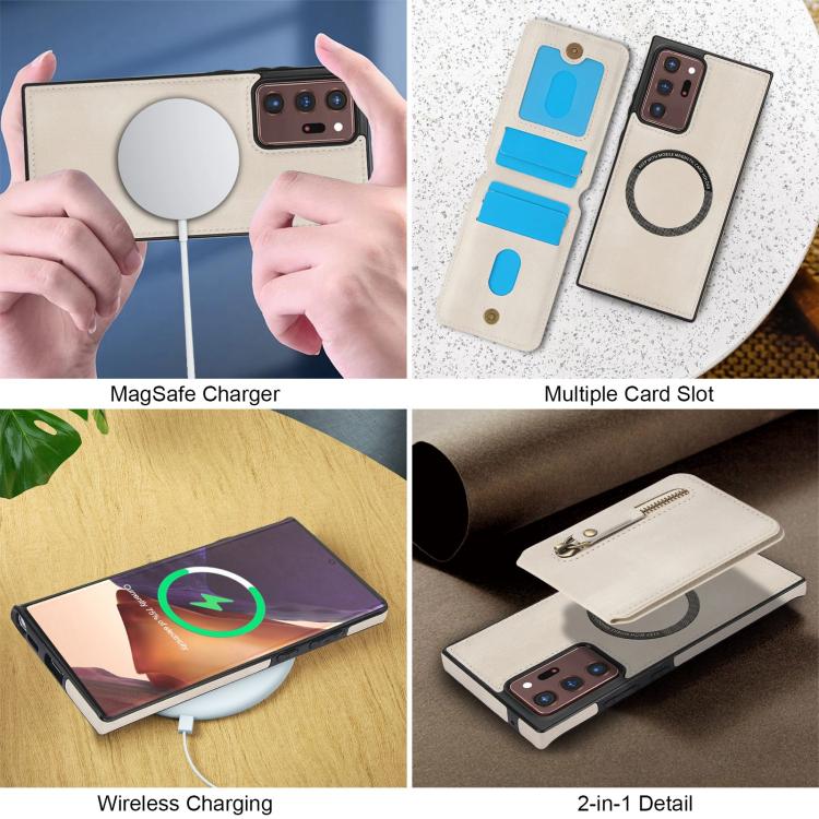 For Samsung Galaxy Note20 Ultra Zipper Wallet Split MagSafe Leather Back Phone Case