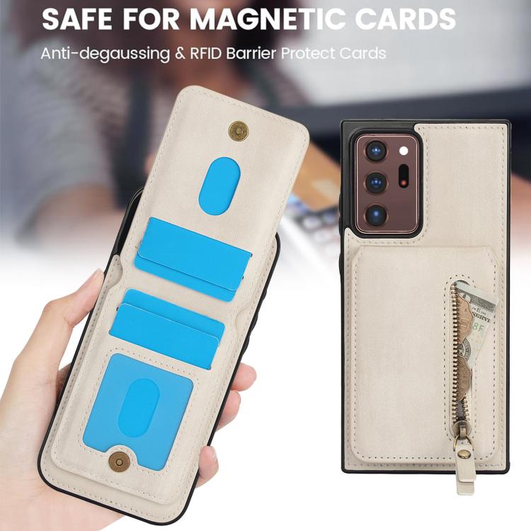 For Samsung Galaxy Note20 Ultra Zipper Wallet Split MagSafe Leather Back Phone Case