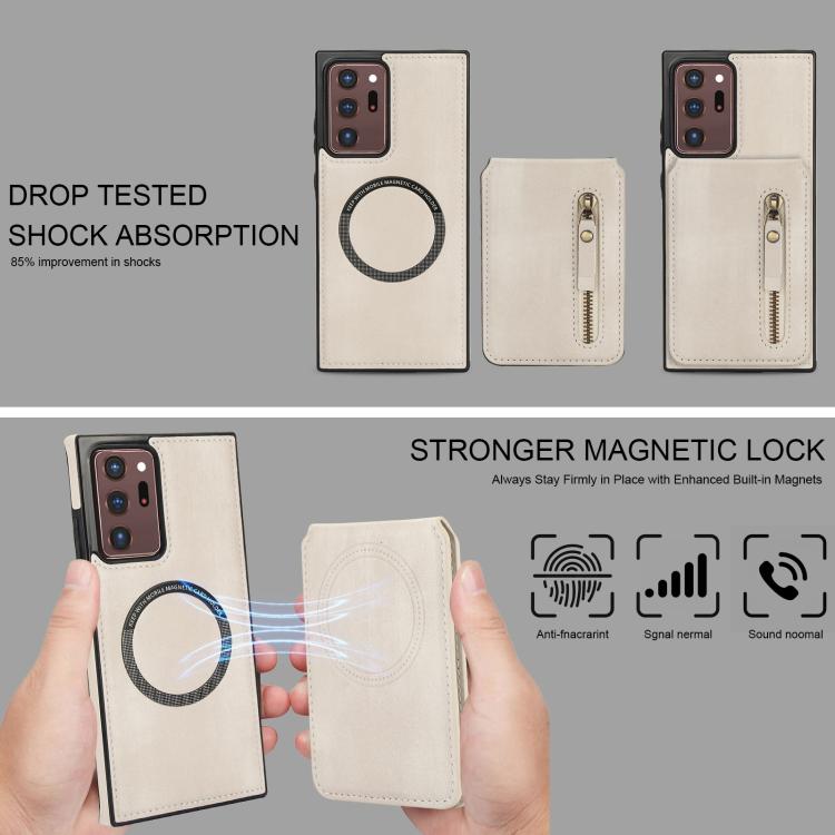 For Samsung Galaxy Note20 Ultra Zipper Wallet Split MagSafe Leather Back Phone Case