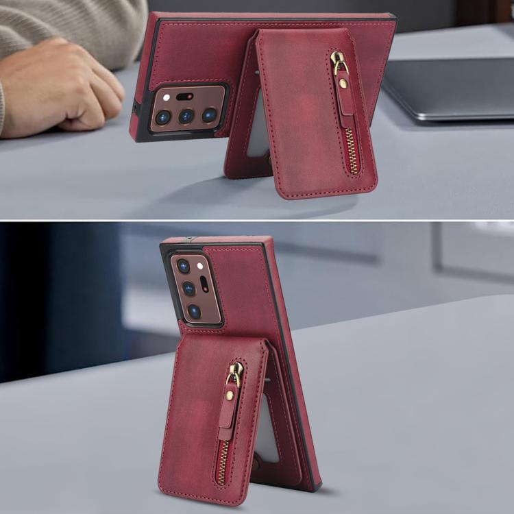For Samsung Galaxy Note20 Ultra Zipper Wallet Split MagSafe Leather Back Phone Case