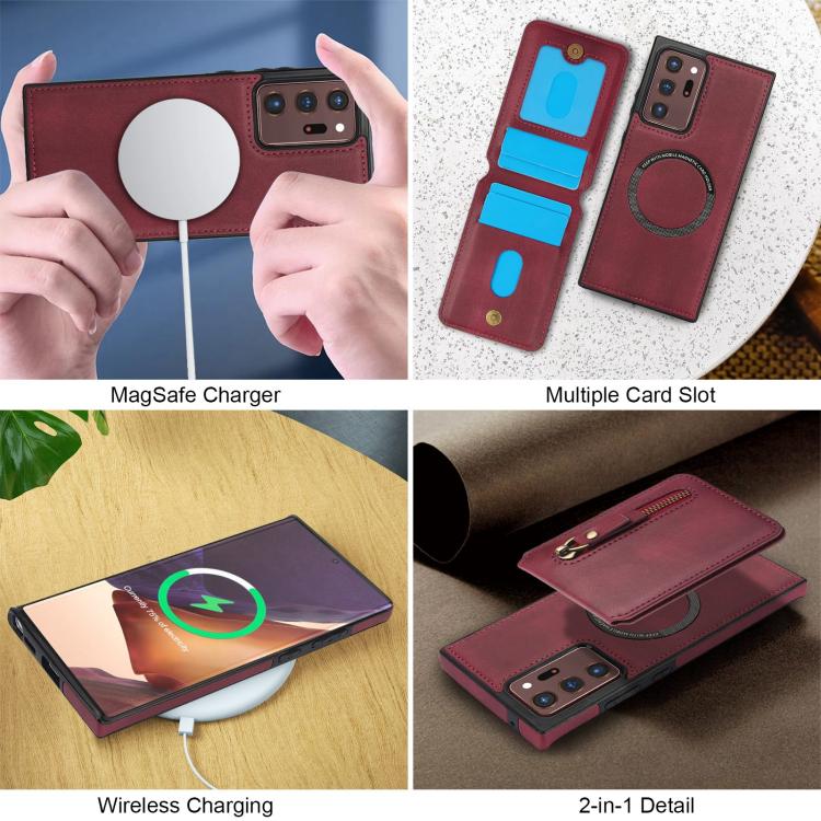 For Samsung Galaxy Note20 Ultra Zipper Wallet Split MagSafe Leather Back Phone Case