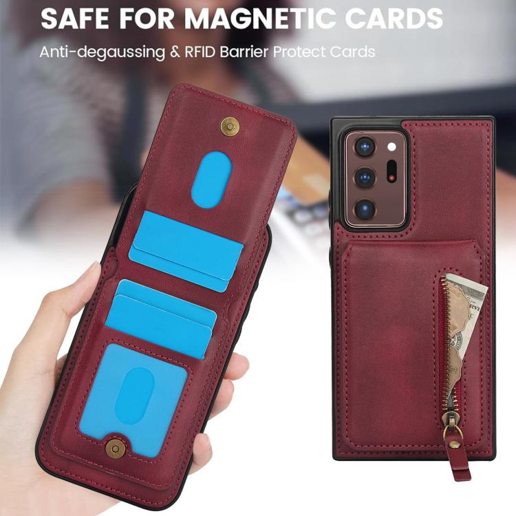 For Samsung Galaxy Note20 Ultra Zipper Wallet Split MagSafe Leather Back Phone Case