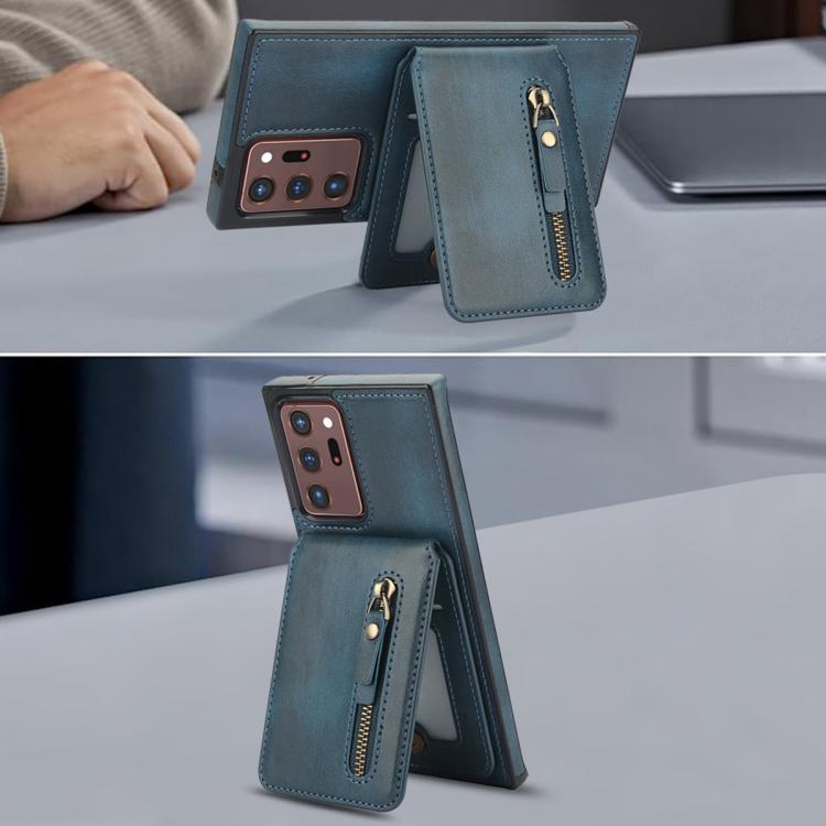 For Samsung Galaxy Note20 Ultra Zipper Wallet Split MagSafe Leather Back Phone Case