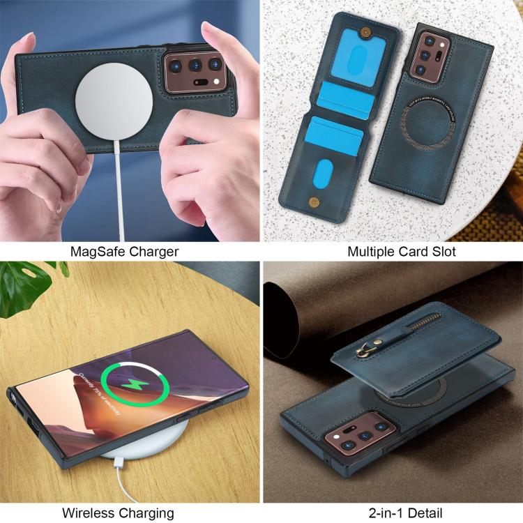 For Samsung Galaxy Note20 Ultra Zipper Wallet Split MagSafe Leather Back Phone Case