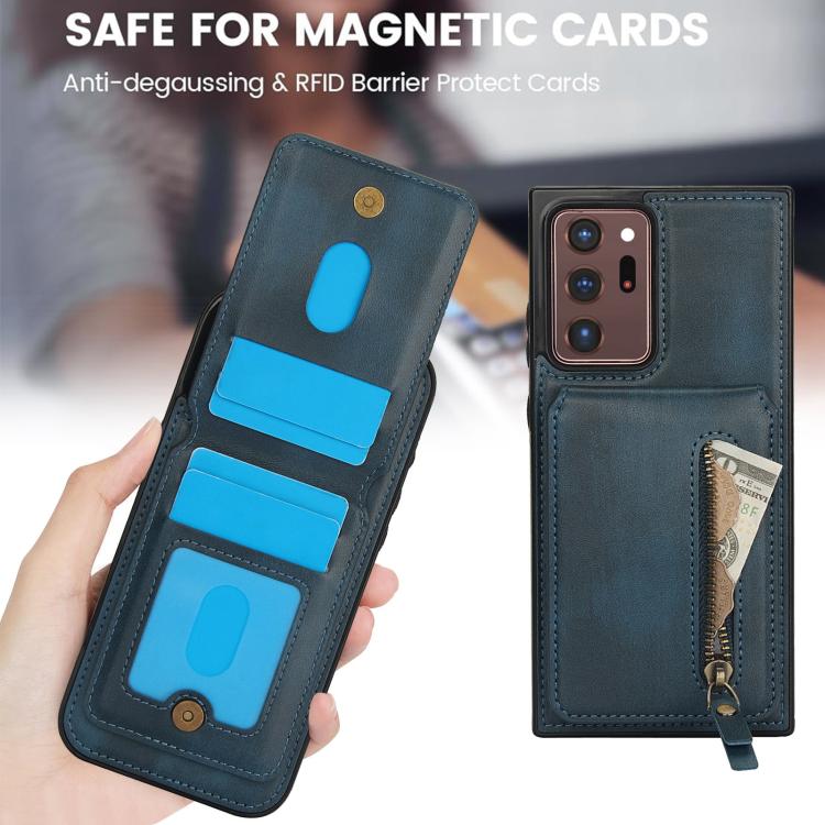 For Samsung Galaxy Note20 Ultra Zipper Wallet Split MagSafe Leather Back Phone Case