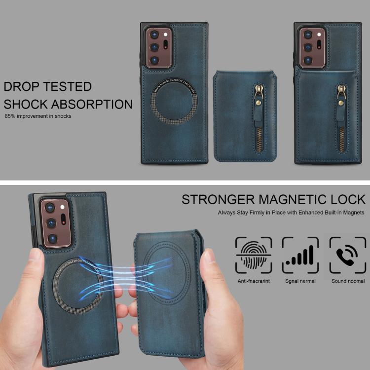 For Samsung Galaxy Note20 Ultra Zipper Wallet Split MagSafe Leather Back Phone Case