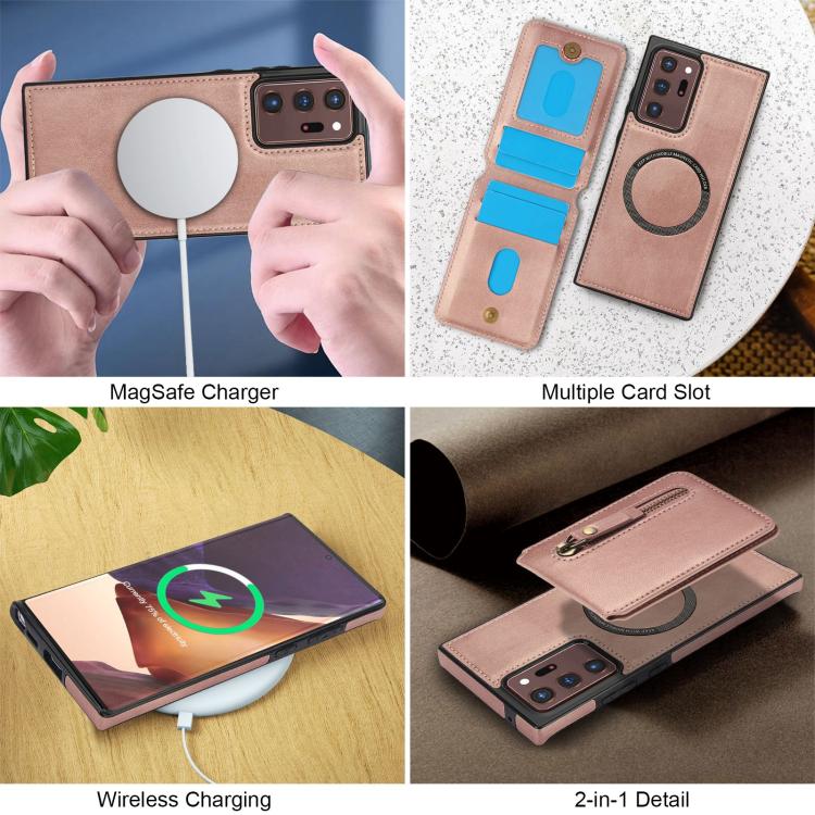 For Samsung Galaxy Note20 Ultra Zipper Wallet Split MagSafe Leather Back Phone Case