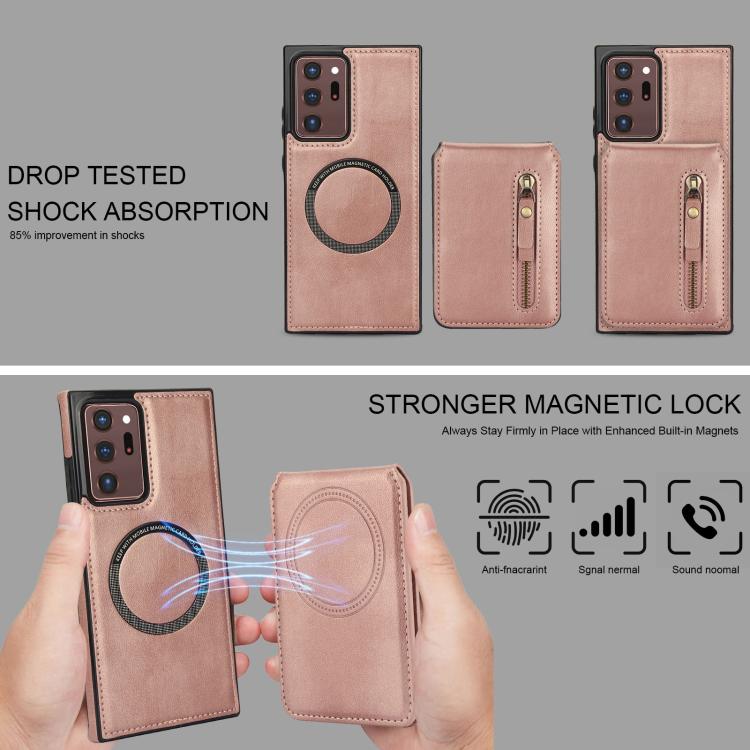 For Samsung Galaxy Note20 Ultra Zipper Wallet Split MagSafe Leather Back Phone Case