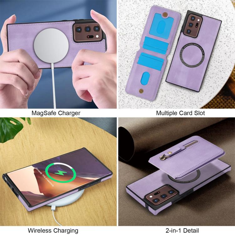 For Samsung Galaxy Note20 Ultra Zipper Wallet Split MagSafe Leather Back Phone Case