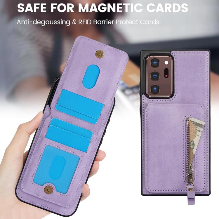 For Samsung Galaxy Note20 Ultra Zipper Wallet Split MagSafe Leather Back Phone Case