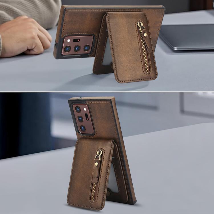 For Samsung Galaxy Note20 Ultra Zipper Wallet Split MagSafe Leather Back Phone Case