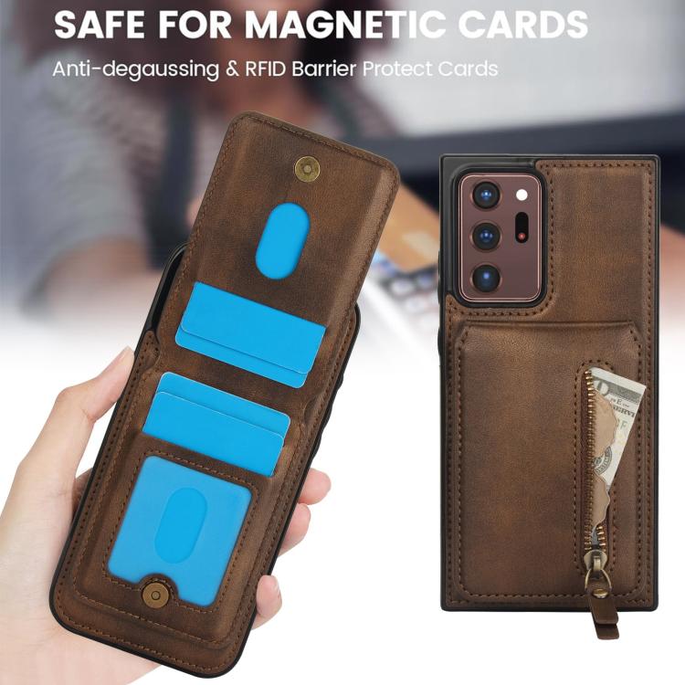 For Samsung Galaxy Note20 Ultra Zipper Wallet Split MagSafe Leather Back Phone Case