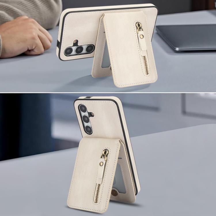 For Samsung Galaxy S24+ 5G Zipper Wallet Split MagSafe Leather Back Phone Case