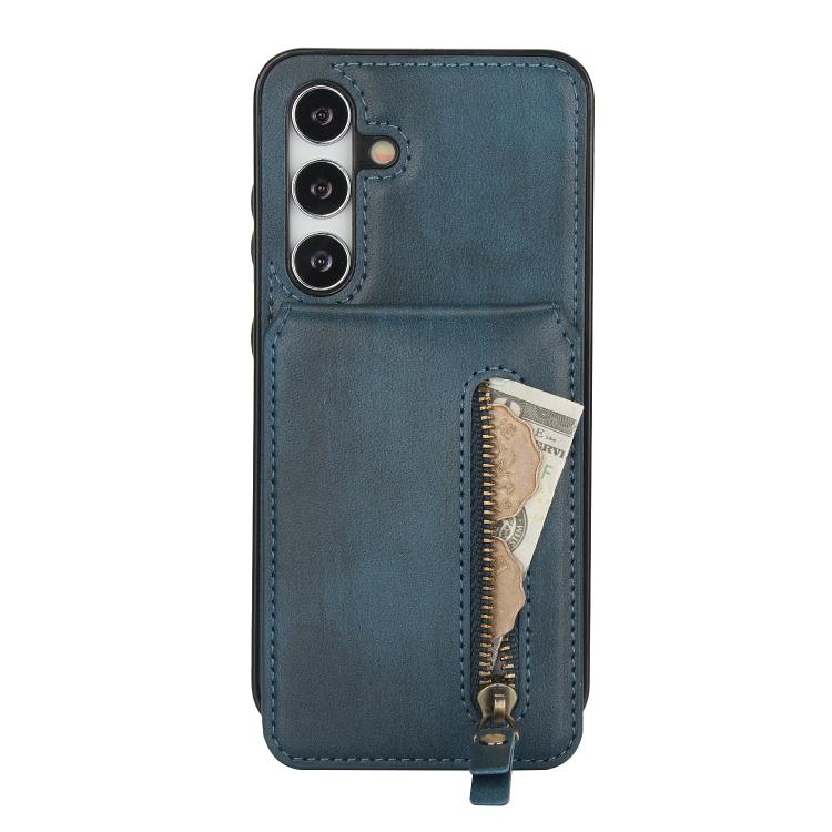 For Samsung Galaxy S24 FE 5G Zipper Wallet Split MagSafe Leather Back Phone Case