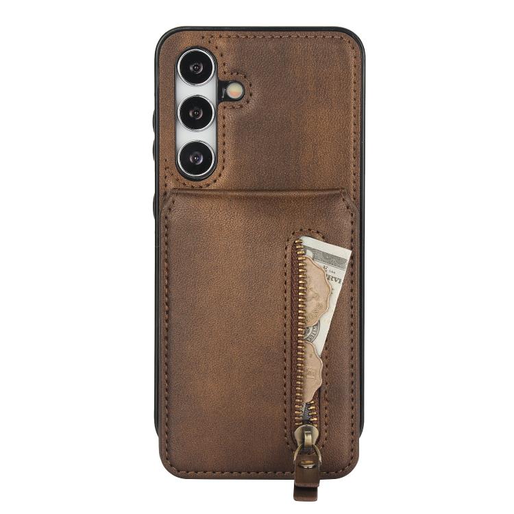 For Samsung Galaxy S24 FE 5G Zipper Wallet Split MagSafe Leather Back Phone Case